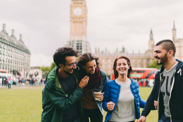 Group of friends spending good time together in UK